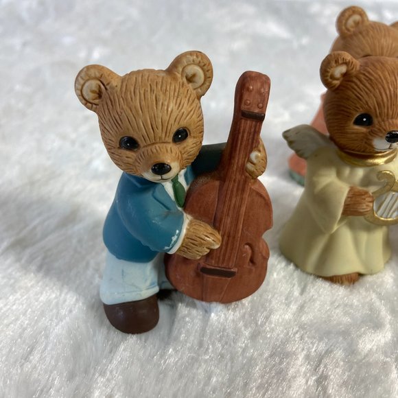 HOMCO #1422 Set of 5 Bear Musicians Porcelain Figurines Flute Trumpet Violin - Picture 6 of 9